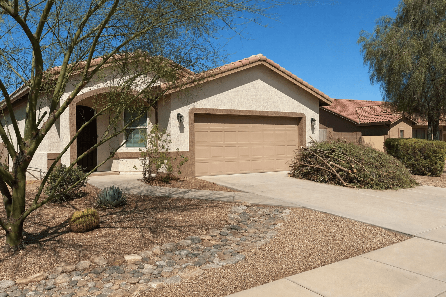 Clean Arizona yard after brush and debris removal
